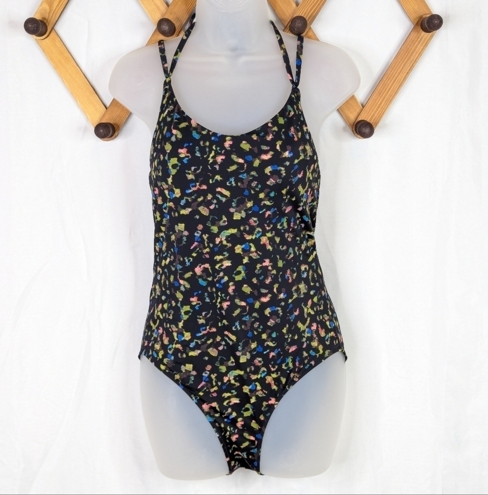 Athleta Keyhole Leopard Multicolored One Piece Swimsuit - Size Small